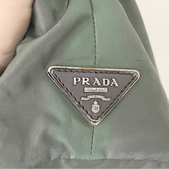 Prada green gray Tessuto nylon reversible travel tote bag - Picture 4 of 13